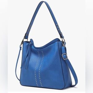 Montana West Blue Studded Shoulder Bag